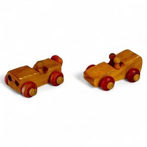 Vintage Montgomery Schoolhouse Wooden Toy Cars Vermont – Set of 2